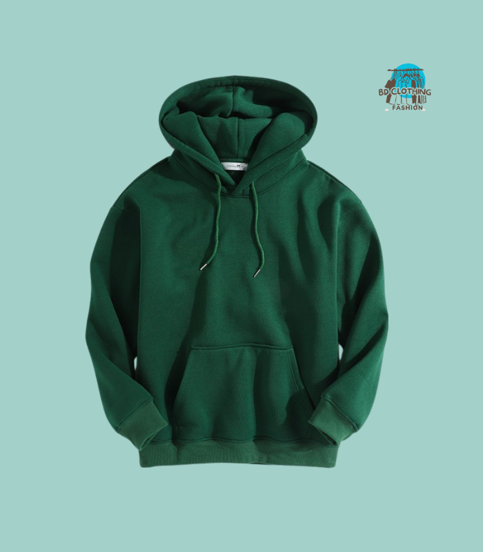 Olive Green Solid Color Hoodie - Image 4